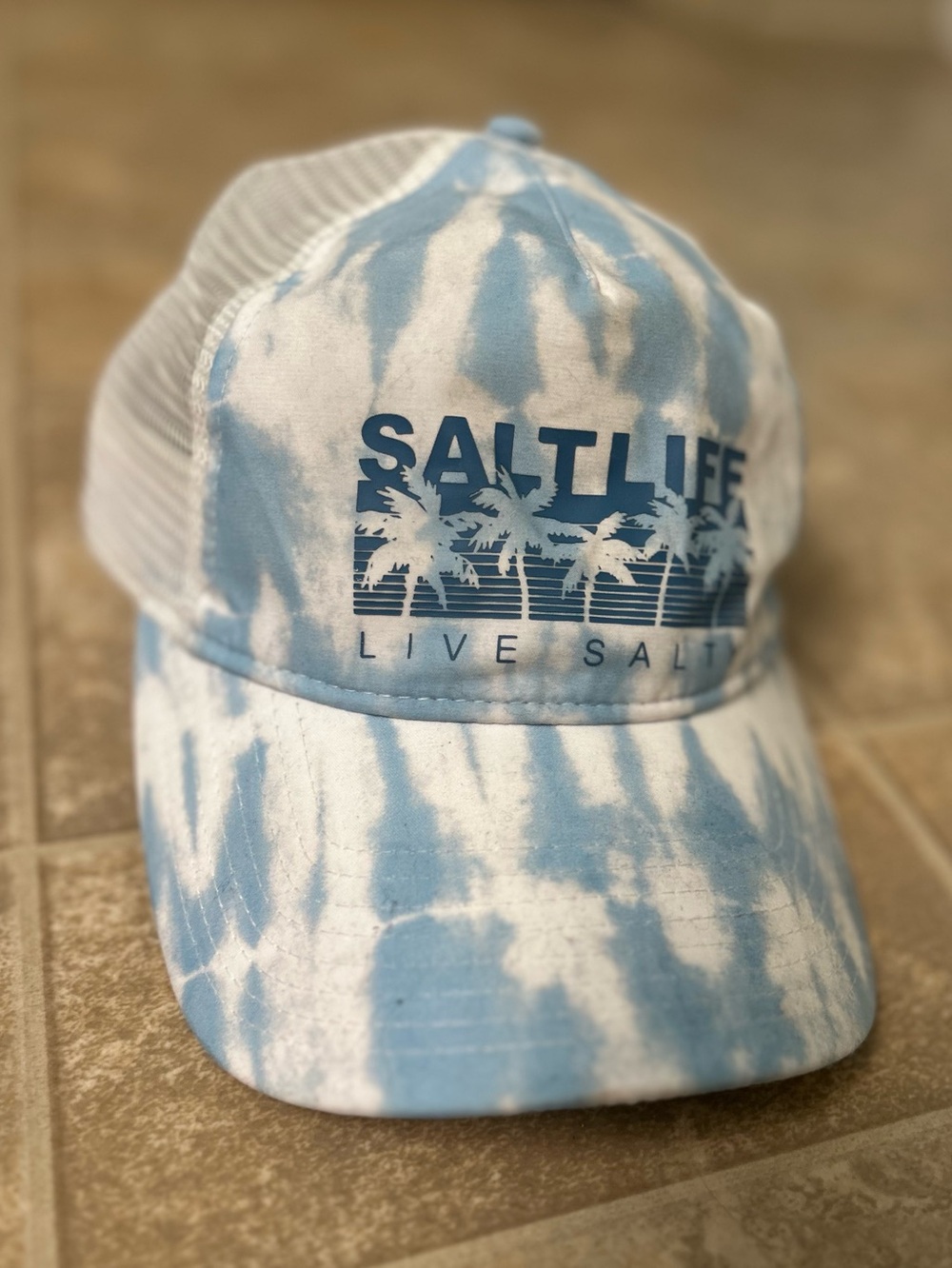 Salt Life Ladies Light Blue Tie-Dye Trucker Ballcap